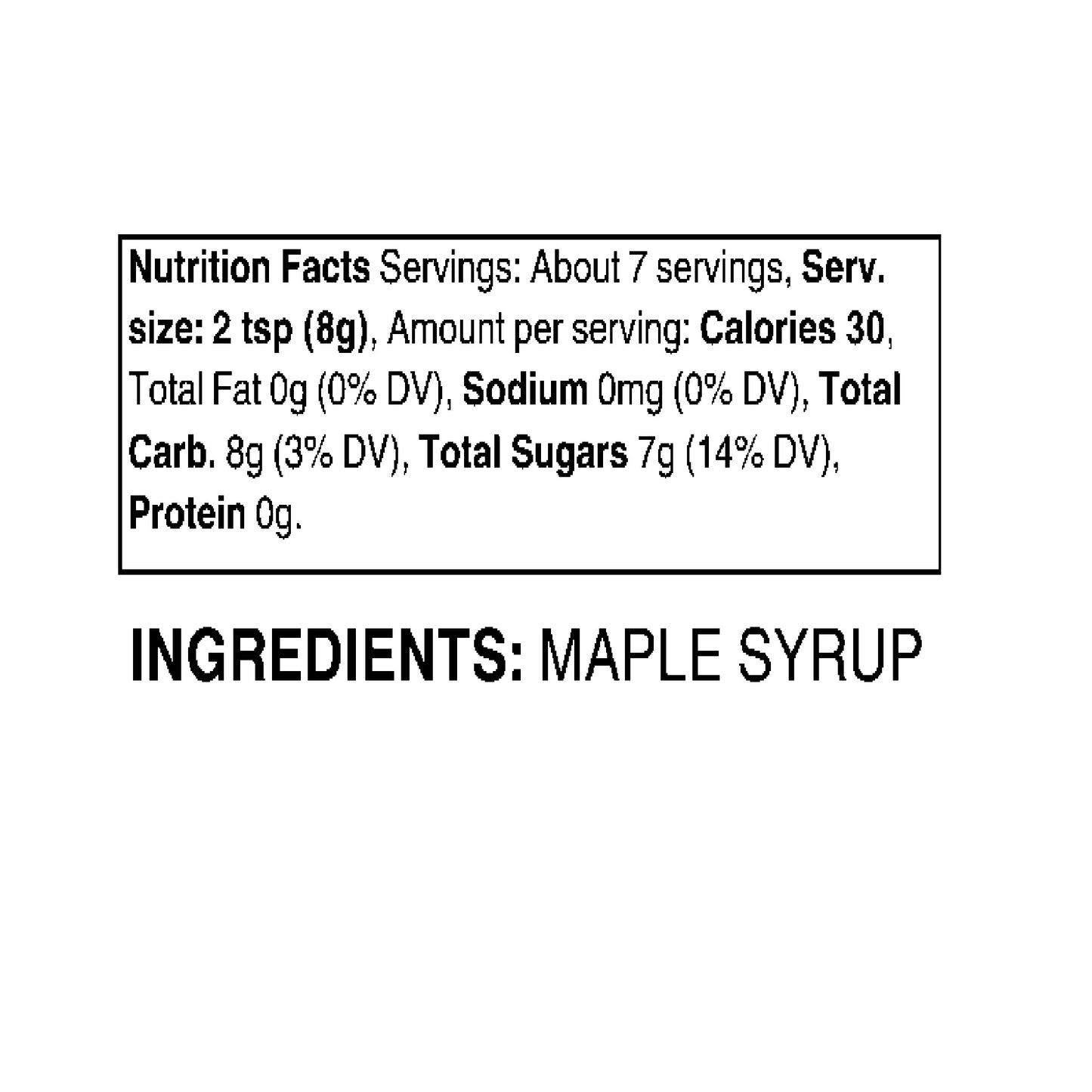 Middle Maples Farm Organic Maple Sugar Mill, 1.8oz hand grinder mill nutrition facts label