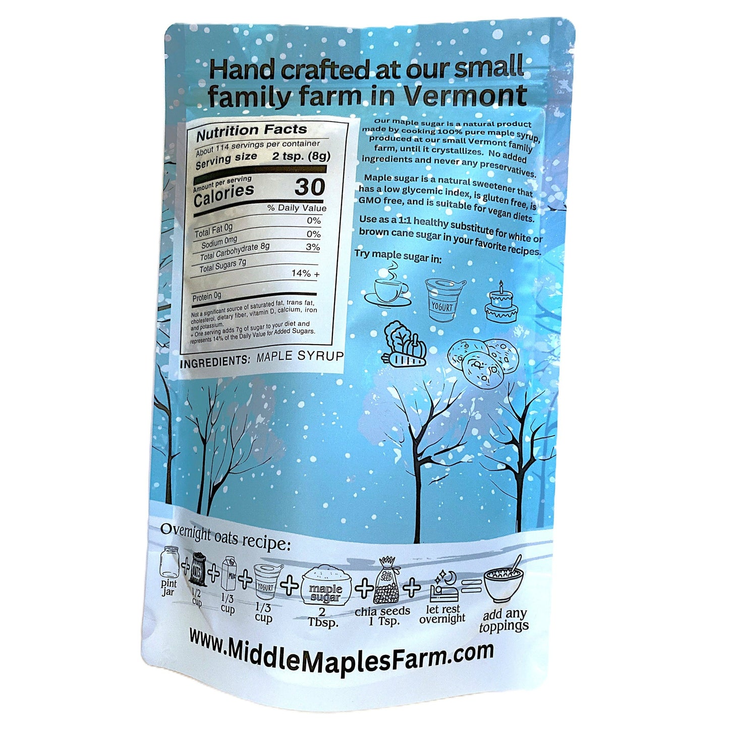 🍁Organic Maple Sugar, 2lb resealable pouch