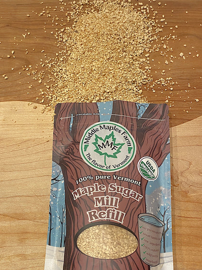 Organic Maple Sugar Mill Refill, 8oz resealable pouch